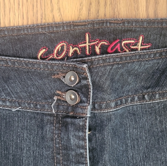 Contrast Womens Black Denim Jeans Size 15 Mid-Rise 32" Inseam Y2K Fashion B77 - Picture 5 of 10